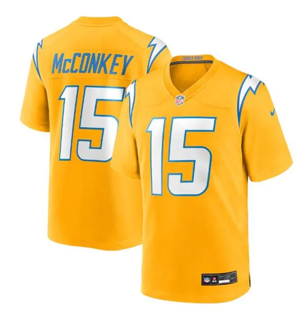  Youth Los Angeles Chargers #15 Ladd McConkey Nike Gold Alternate Charger Power Vapor F.U.S.E. Limited Jersey 