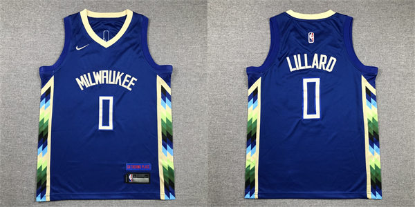  Youth Milwaukee Bucks #0 Damian Lillard Blue 2022-23 City Edition Jersey 