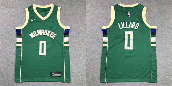  Youth Milwaukee Bucks #0 Damian Lillard Hunter Green Icon Edition Player Jersey 