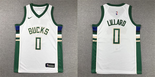  Youth Milwaukee Bucks #0 Damian Lillard White Association Edition Player Jersey 
