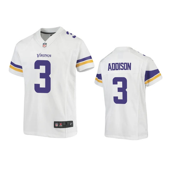  Youth Minnesota Vikings #3 Jordan Addison Nike White Limited Jersey 