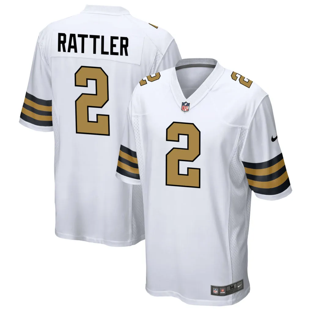  Youth New Orleans Saints #2 Spencer Rattler Nike White Gold Alternate F.U.S.E Limited Jersey 