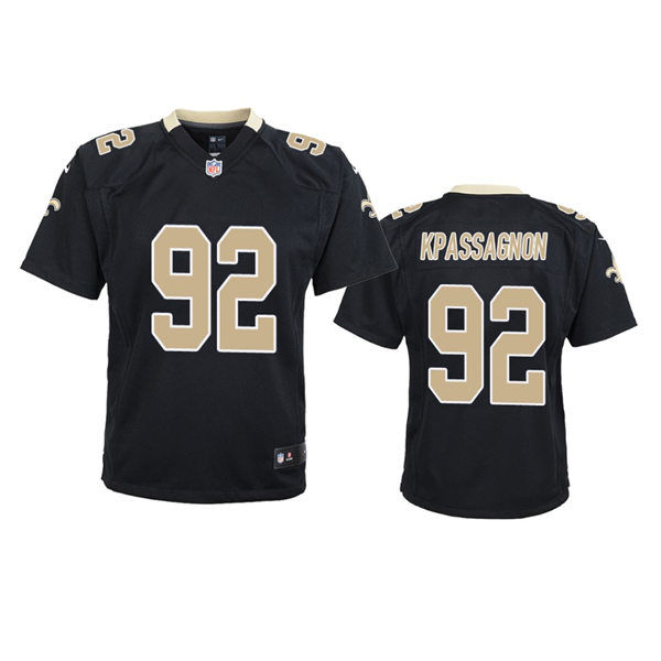 Youth New Orleans Saints #92 Tanoh Kpassagnon Nike Black Limited Jersey 