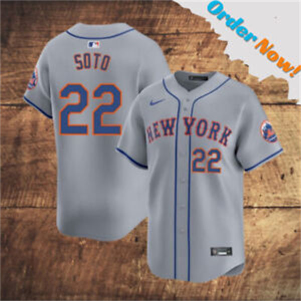  Youth New York Mets #22 Juan Soto Nike Grey Road Limited Player Jersey 