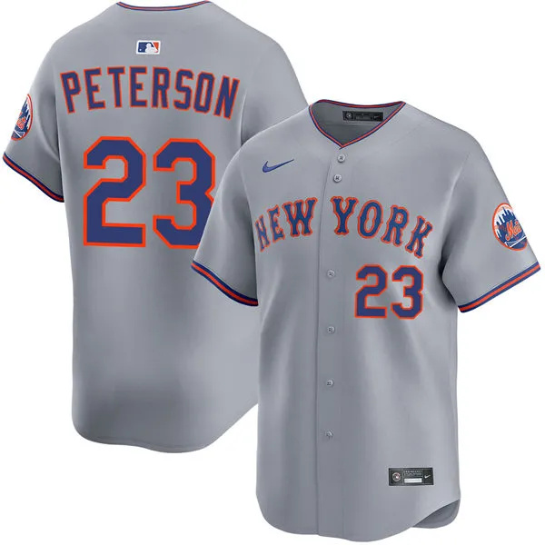  Youth New York Mets #23 David Peterson Nike 2025 Gray Road Limited Player Jersey 