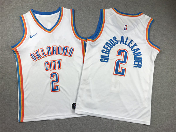  Youth Oklahoma City Thunder #2 Shai Gilgeous-Alexander White Association Edition Jersey 