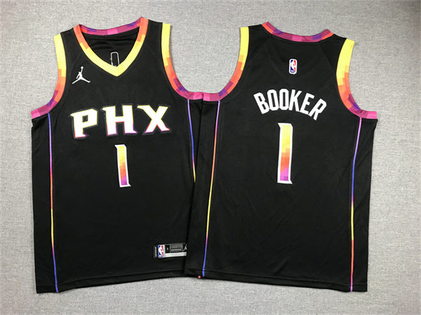  Youth Phoenix Suns #1 Devin Booker Black Statement Edition Jersey  