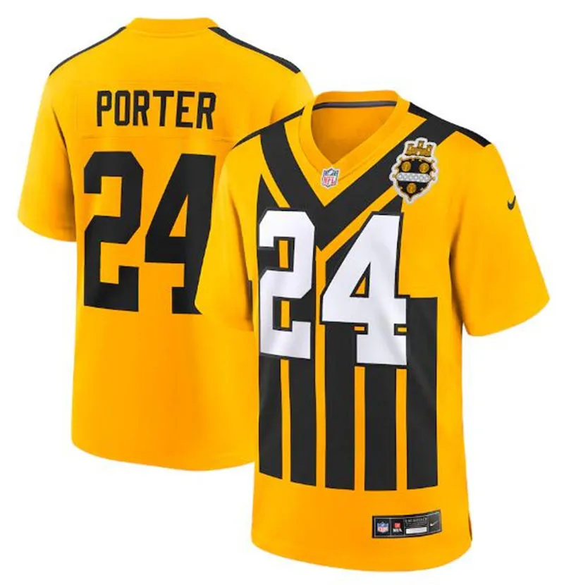  Youth Pittsburgh Steelers #24 Joey Porter Jr. Nike Gold Alternate 1933 Throwback Game Jersey 