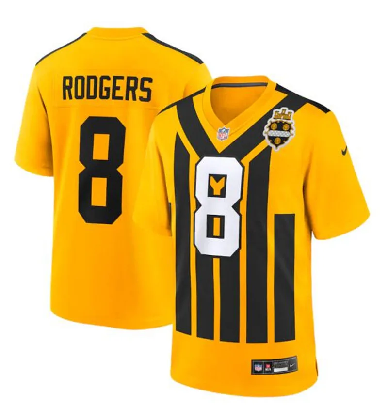  Youth Pittsburgh Steelers #8 Aaron Rodgers Nike Gold Alternate 1933 Throwback Game Jersey 