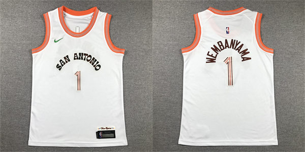  Youth San Antonio Spurs #1 Victor Wembanyama White 2023-24 City Edition Jersey 