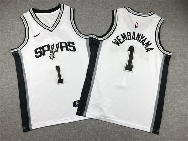  Youth San Antonio Spurs #1 Victor Wembanyama White Association Edition Jersey 