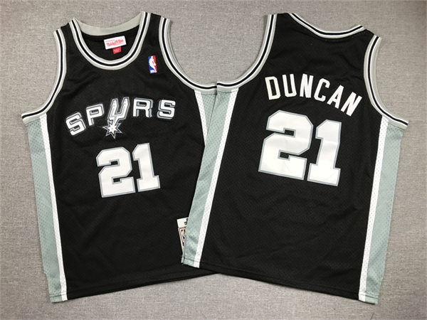  Youth San Antonio Spurs #21 Tim Duncan Black 1998-99 Hardwood Classics Throwback Jersey 