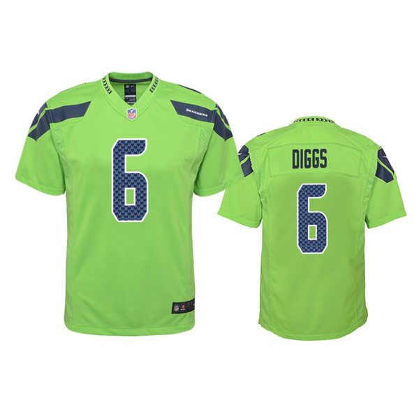  Youth Seattle Seahawks #6 Quandre Diggs Nike Neon Green Color Rush Limited Jersey 