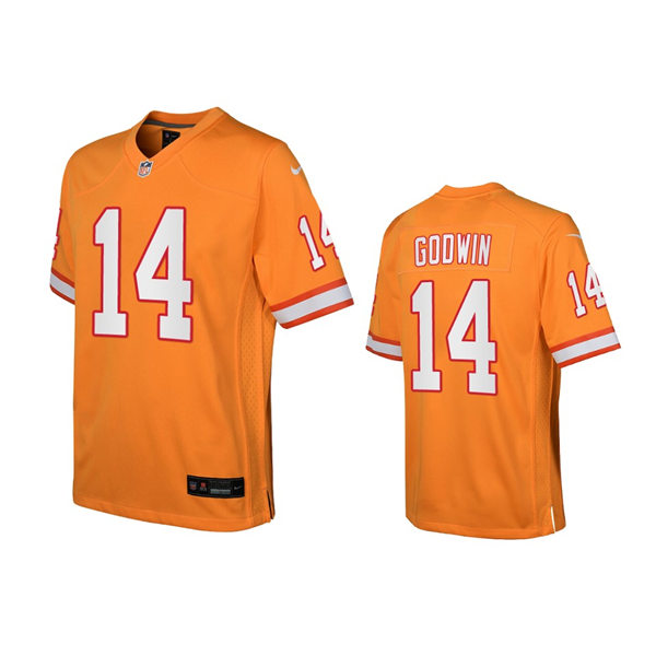  Youth Tampa Bay Buccaneers #14 Chris Godwin Orange Throwback Game Jersey 