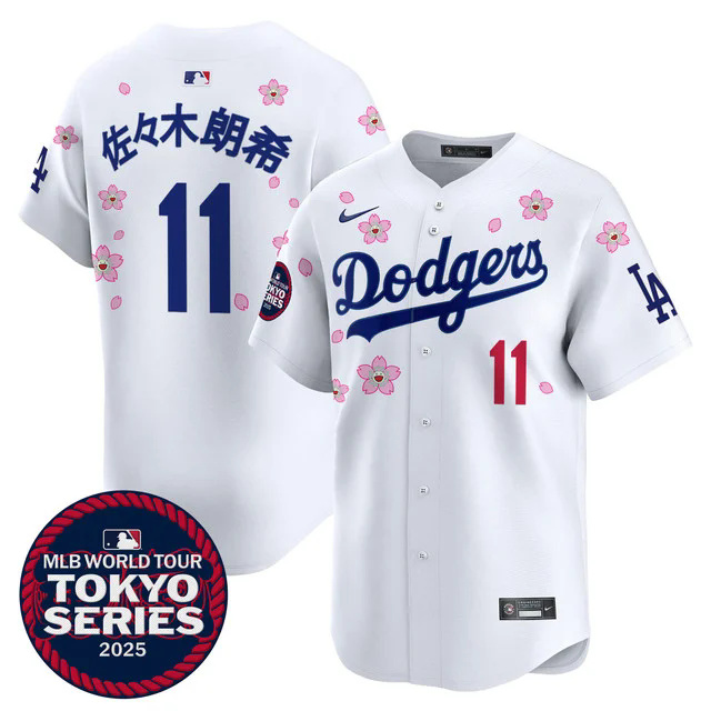 佐木朗希Men's Dodgers Tokyo Series 2025 Vapor Premier Limited Jersey V2 #11.webp