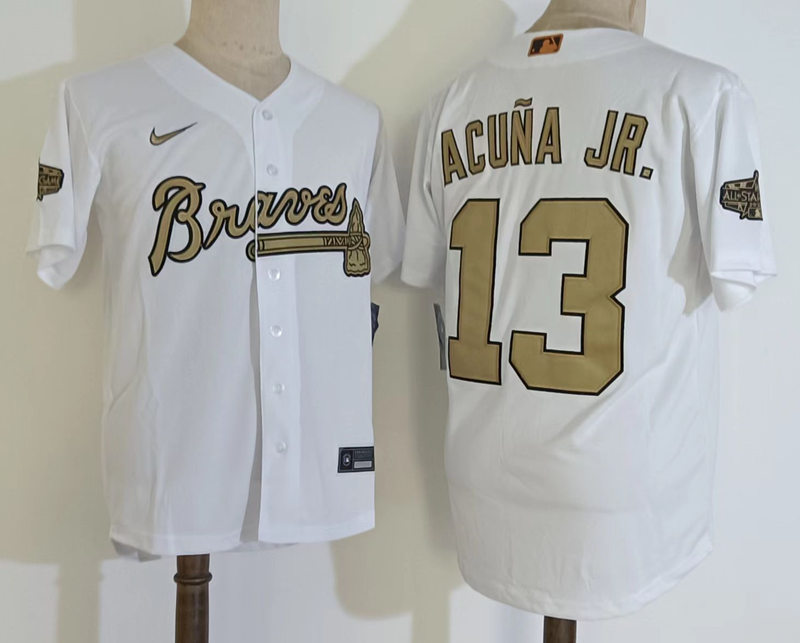 Mens Atlanta Braves #13 Ronald Acuna Jr. 2022 MLB All-Star Game Stitched Baseball Jersey White