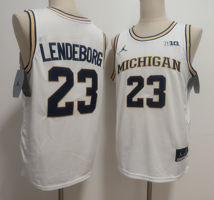 狼獾篮球 Michigan Wolverines #23 Yaxel Lendeborg white