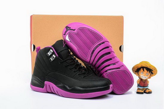 Air Jordan 12 Retro Women Shoes Black Purple