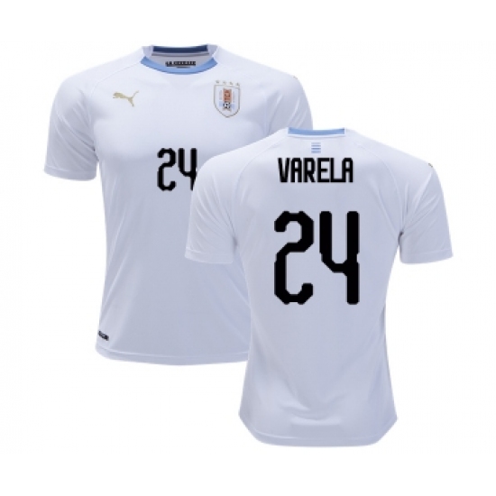 Uruguay #24 Varela Away Soccer Country Jersey