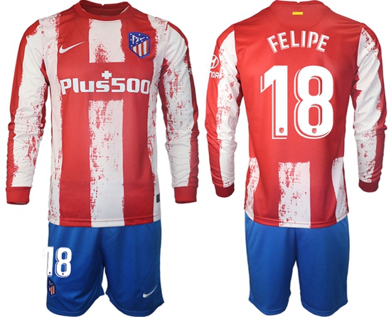 Men Atletico de Madrid Long Sleeve Soccer Jerseys 510