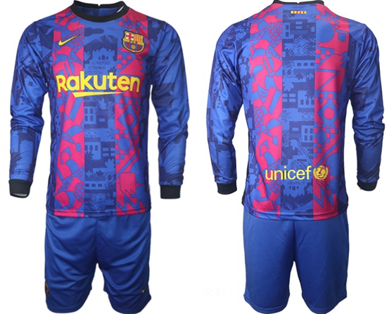Men Barcelona Long Sleeve Soccer Jerseys 523