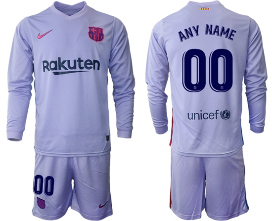 Men Barcelona Long Sleeve Soccer Jerseys 533 Customized