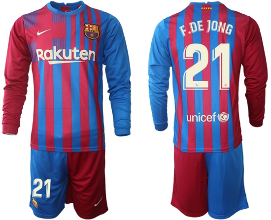 Men Barcelona Long Sleeve Soccer Jerseys 564