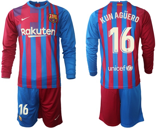Men Barcelona Long Sleeve Soccer Jerseys 568