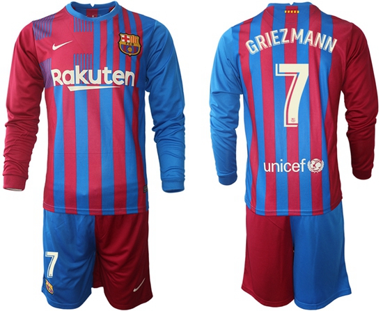 Men Barcelona Long Sleeve Soccer Jerseys 581