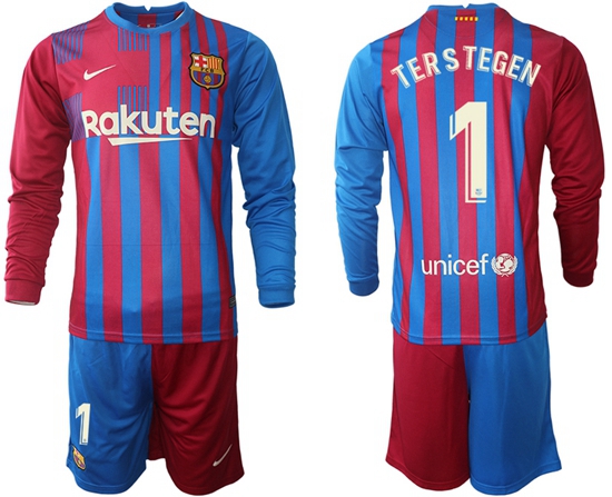 Men Barcelona Long Sleeve Soccer Jerseys 586