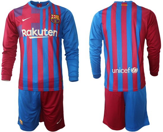 Men Barcelona Long Sleeve Soccer Jerseys 587