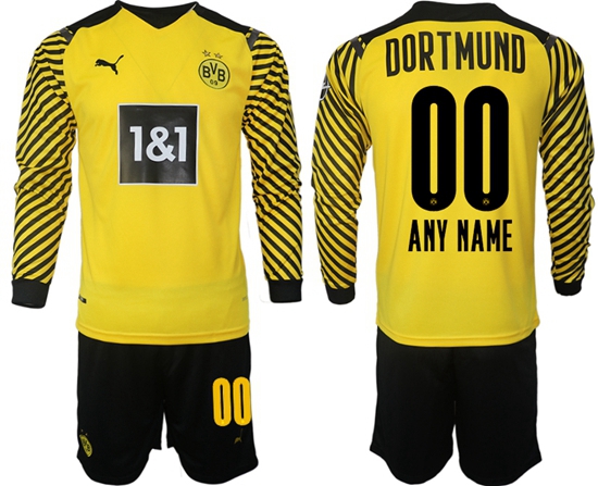 Men Borussia Dortmund Long Sleeve Soccer Jerseys 500 Customized