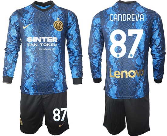 Men Inter Milan Long Sleeve Soccer Jerseys 501