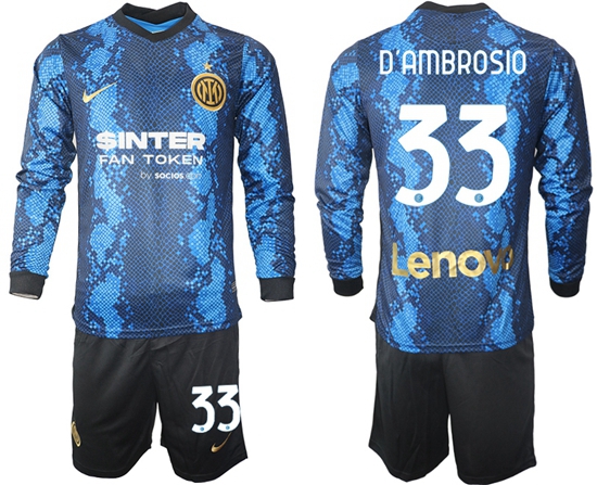 Men Inter Milan Long Sleeve Soccer Jerseys 504