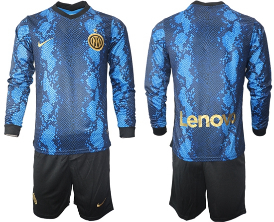Men Inter Milan Long Sleeve Soccer Jerseys 521