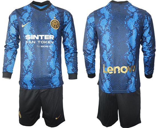 Men Inter Milan Long Sleeve Soccer Jerseys 522