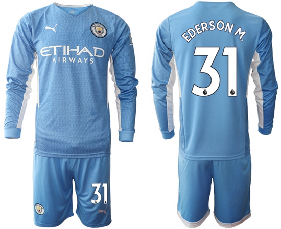 Men Manchester City Long Sleeve Soccer Jerseys 501