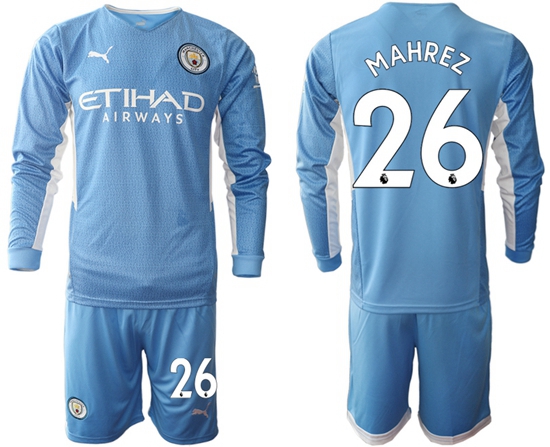 Men Manchester City Long Sleeve Soccer Jerseys 502