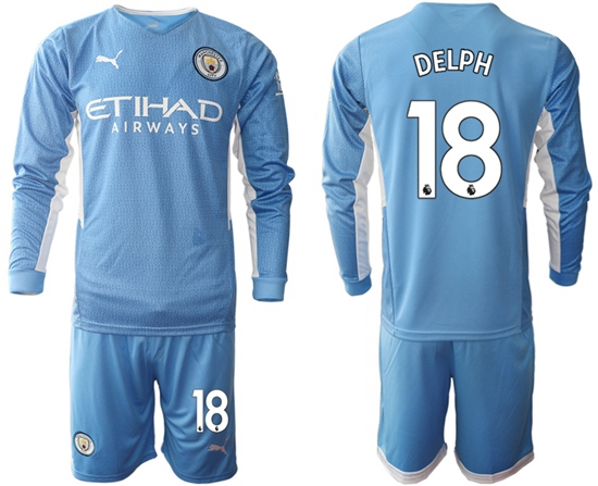 Men Manchester City Long Sleeve Soccer Jerseys 506