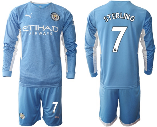 Men Manchester City Long Sleeve Soccer Jerseys 514