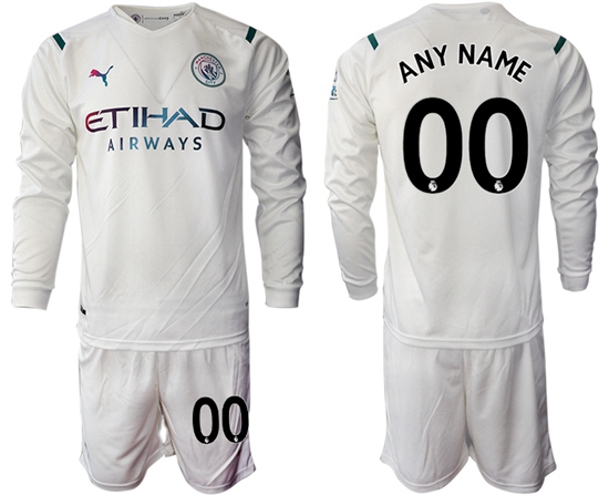 Men Manchester City Long Sleeve Soccer Jerseys 520 Customized