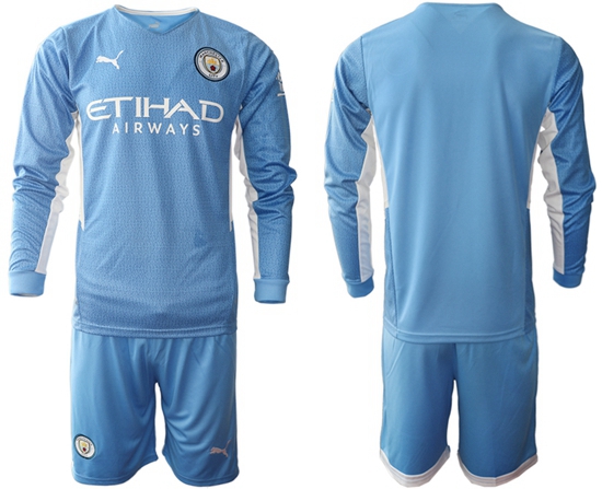 Men Manchester City Long Sleeve Soccer Jerseys 538