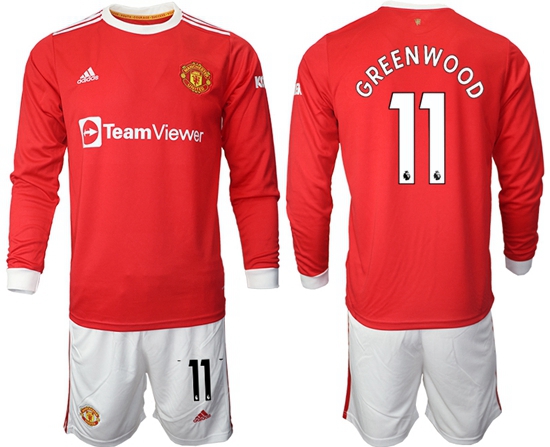 Men Manchester United Long Sleeve Soccer Jerseys 517