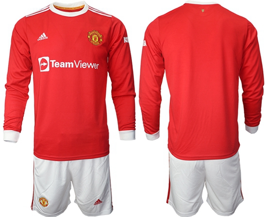 Men Manchester United Long Sleeve Soccer Jerseys 559