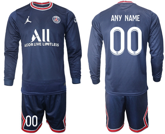 Men Paris Saint Germain Long Sleeve Soccer Jerseys 543 Customized
