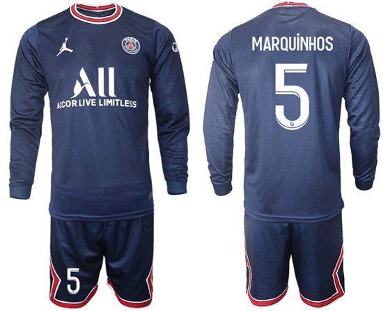 Men Paris Saint Germain Long Sleeve Soccer Jerseys 560