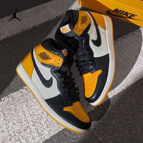 Women Nike Air Jordan 1 Black Yellow 2022 New Shoes