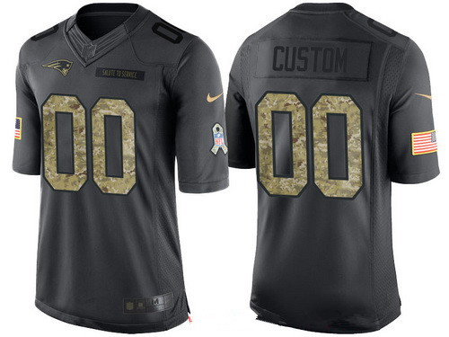 1Men's New England Patriots Custom Anthracite Camo 2016 Salute To Service Veterans Day NFL Nike Limited Jersey