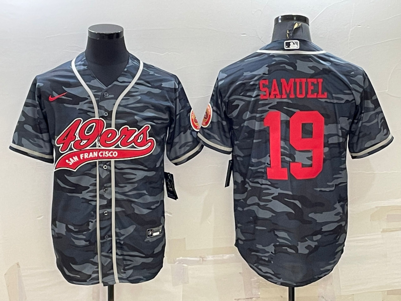 1Men's San Francisco 49ers #19 Deebo Samuel Grey Camo With Patch Cool Base Stitched Baseball Jersey