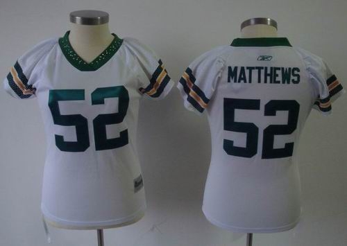 2010 women field flirt fashion jersey green bay packers 52 clav matthews jersey white